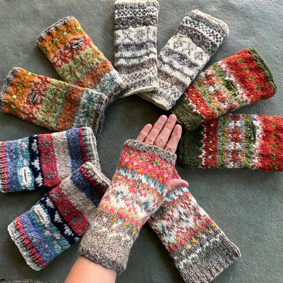 Pachamama circle of fairisle mittens in multi-colours