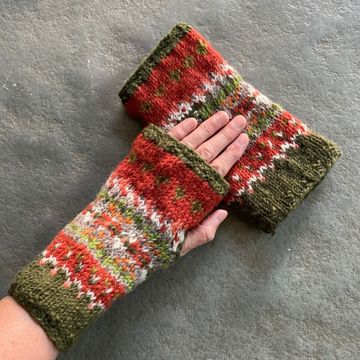 Pachamama circle of fairisle mittens in multi-colours