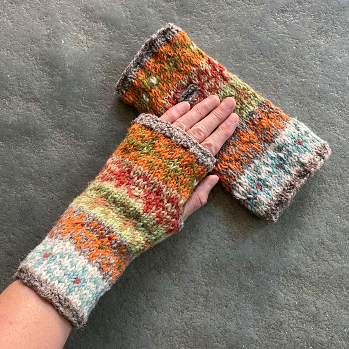Pachamama fairisle mittens in multi-colours