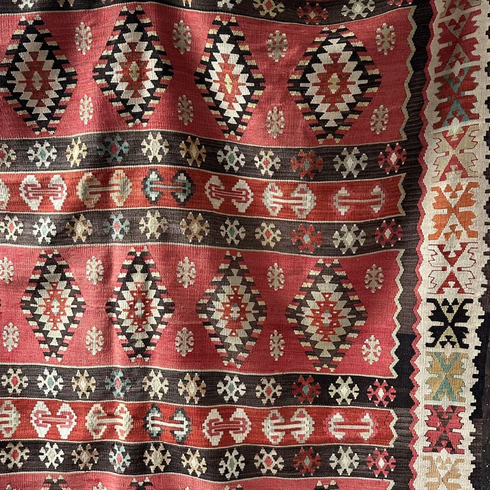 Antique Kilim very large in soft reds