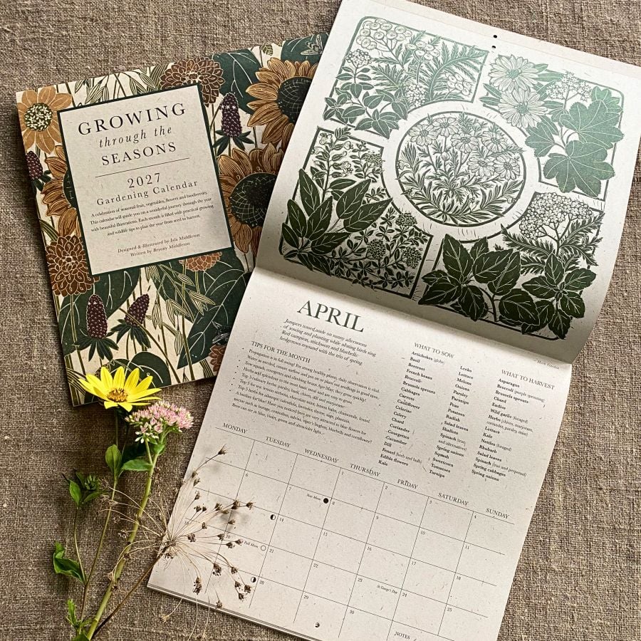 Isla Middleton Growing Through the Seasons 2027 calendars with posy of flowers