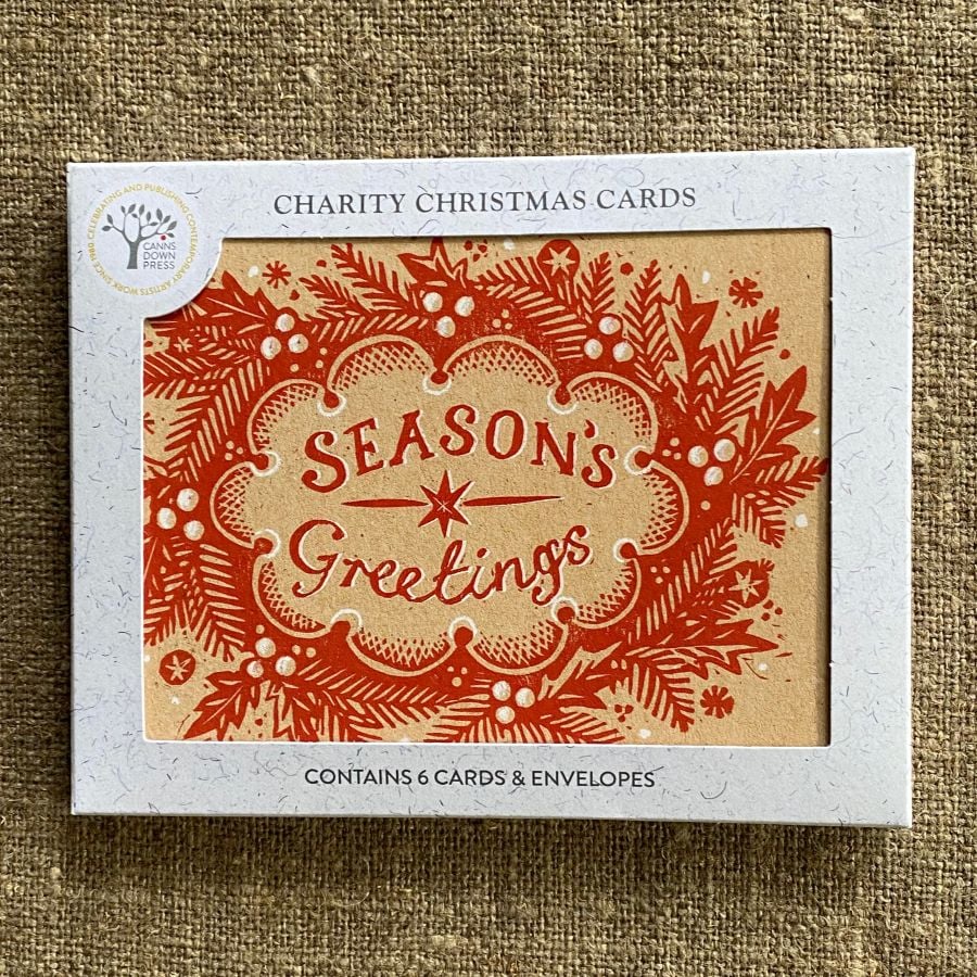 Christmas Card pack on fabric background