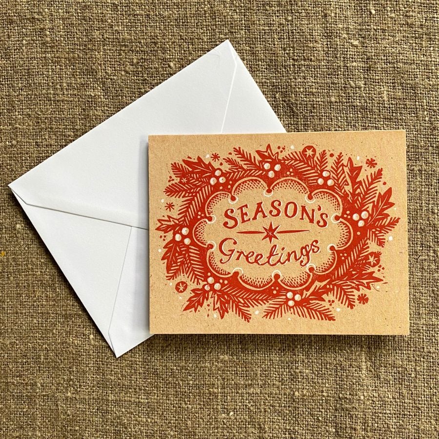 Christmas Card pack on fabric background