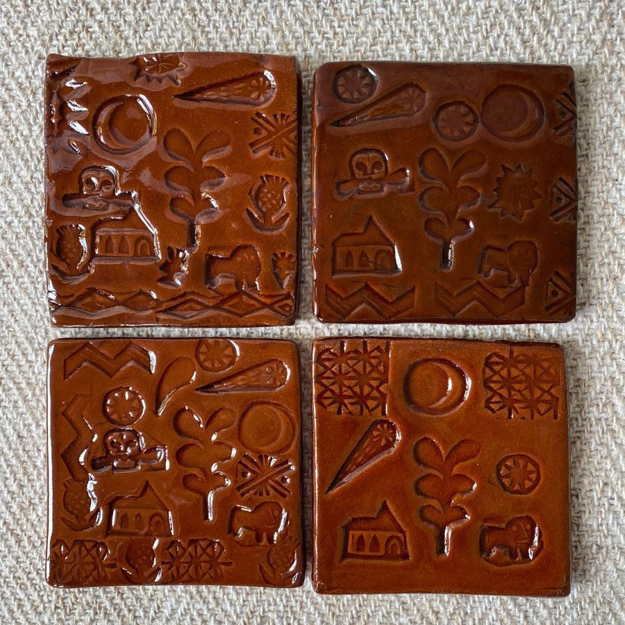 Desdemona McCannon glazed stamped tiles