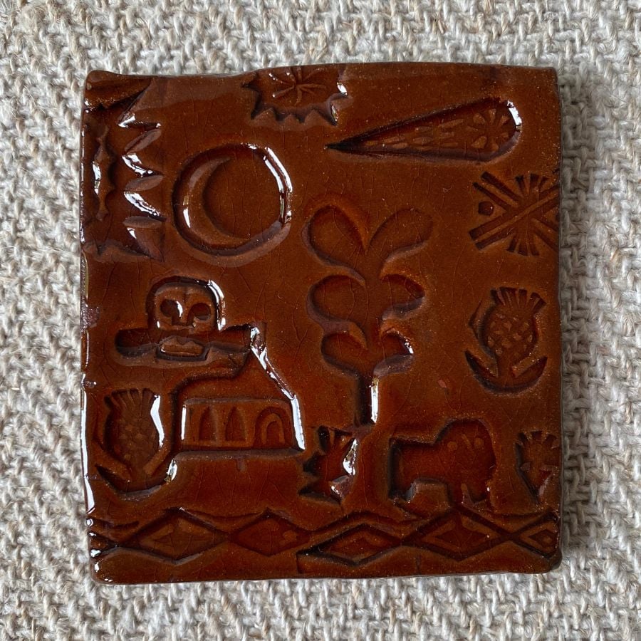 Desdemona McCannon Stamped Tile DMCC Church & Tree
