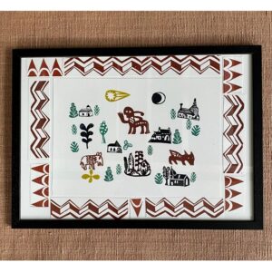 Desdemona McCannon Framed lino print on cloth background