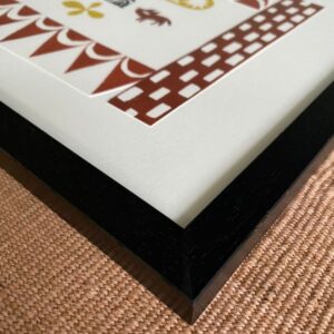 Desdemona framed lino print on cloth background