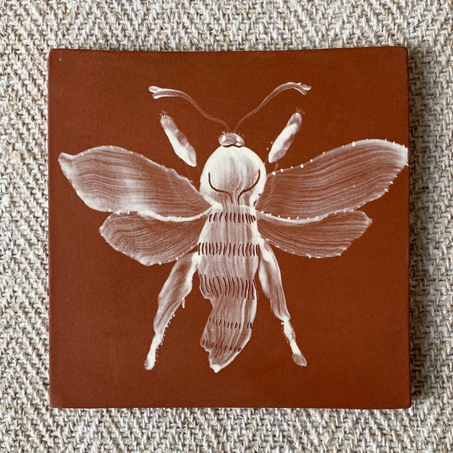 Edmund Dvaies earthenware insect tile