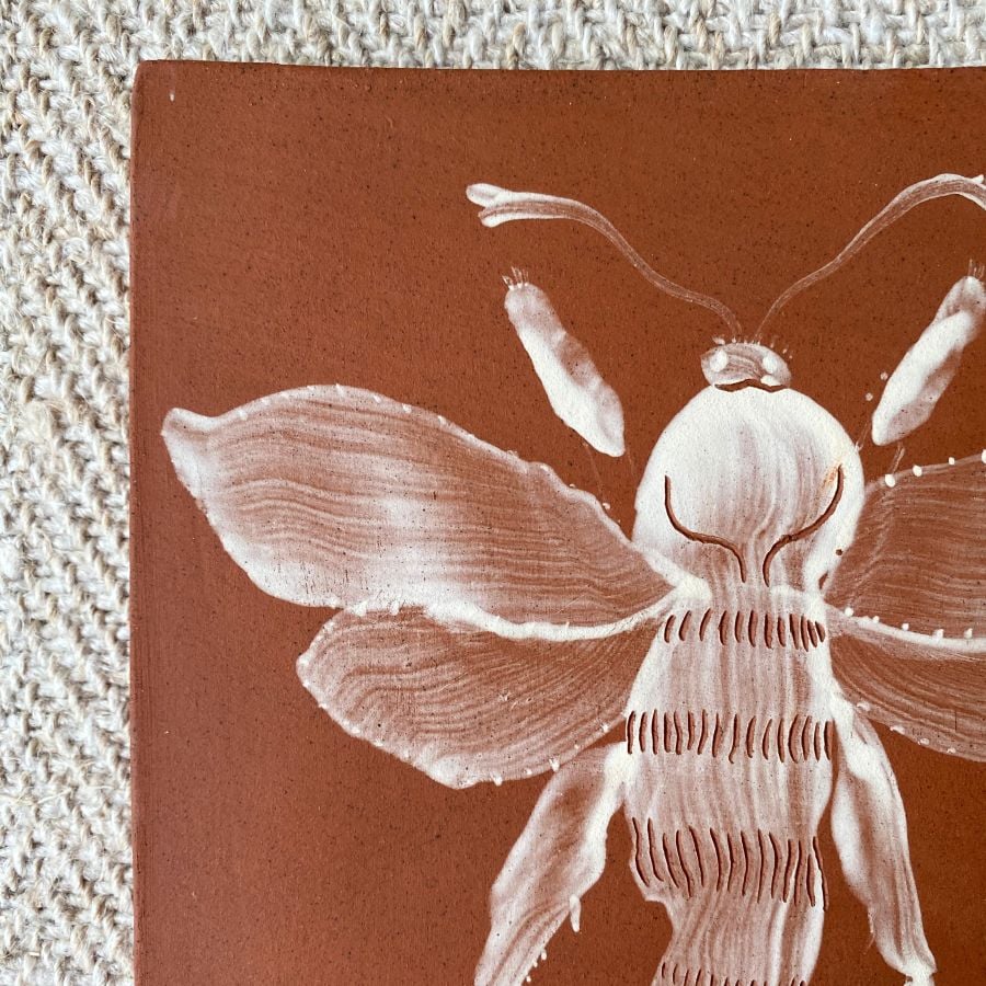 Edmund Dvaies earthenware insect tile