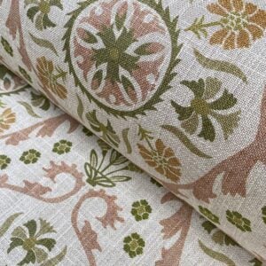 Extra Wide Eden Suzani fabric in green, gold & pink