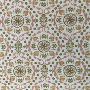 Extra Wide Eden Suzani fabric in green, gold & pink