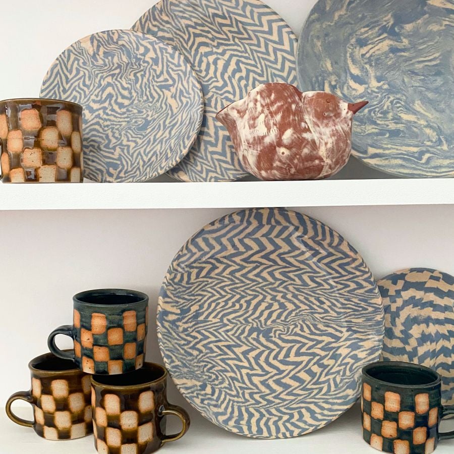 Edmund Davies Ceramics on a shelf