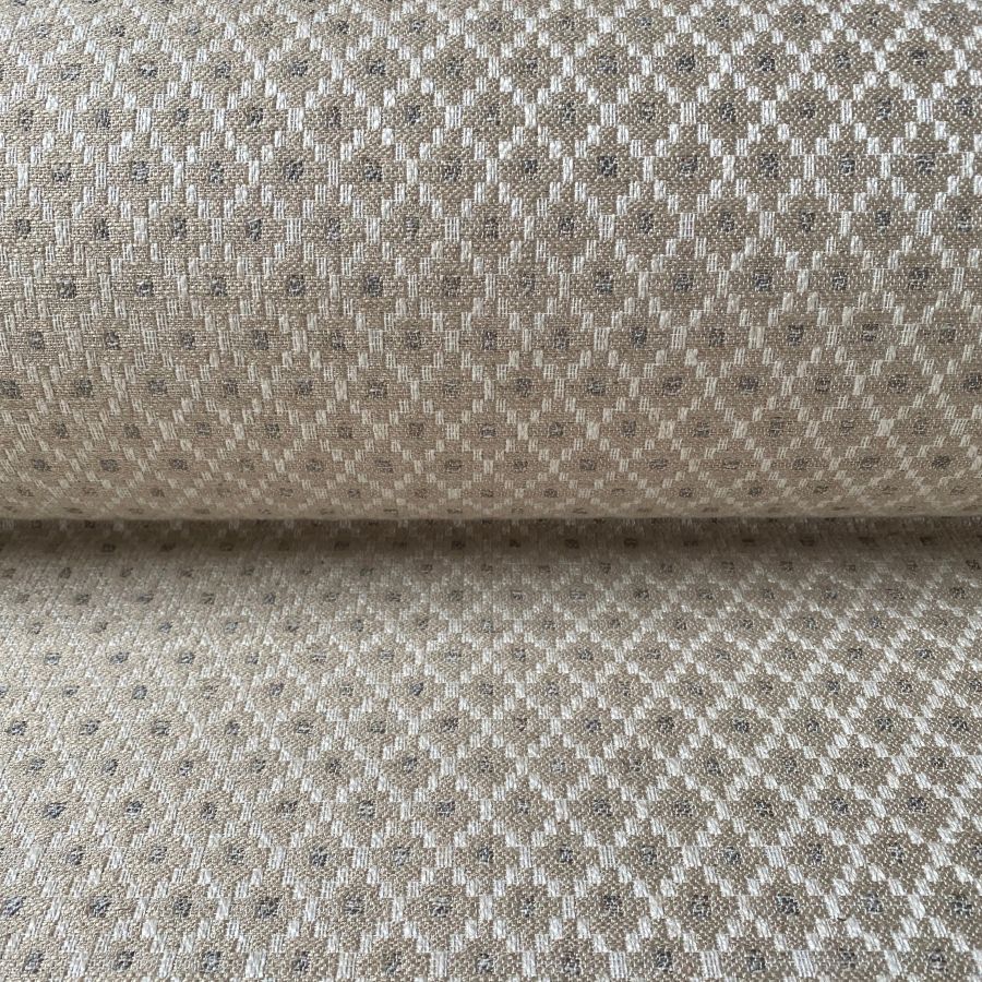 Cream, diamond patterned upholstery fabric