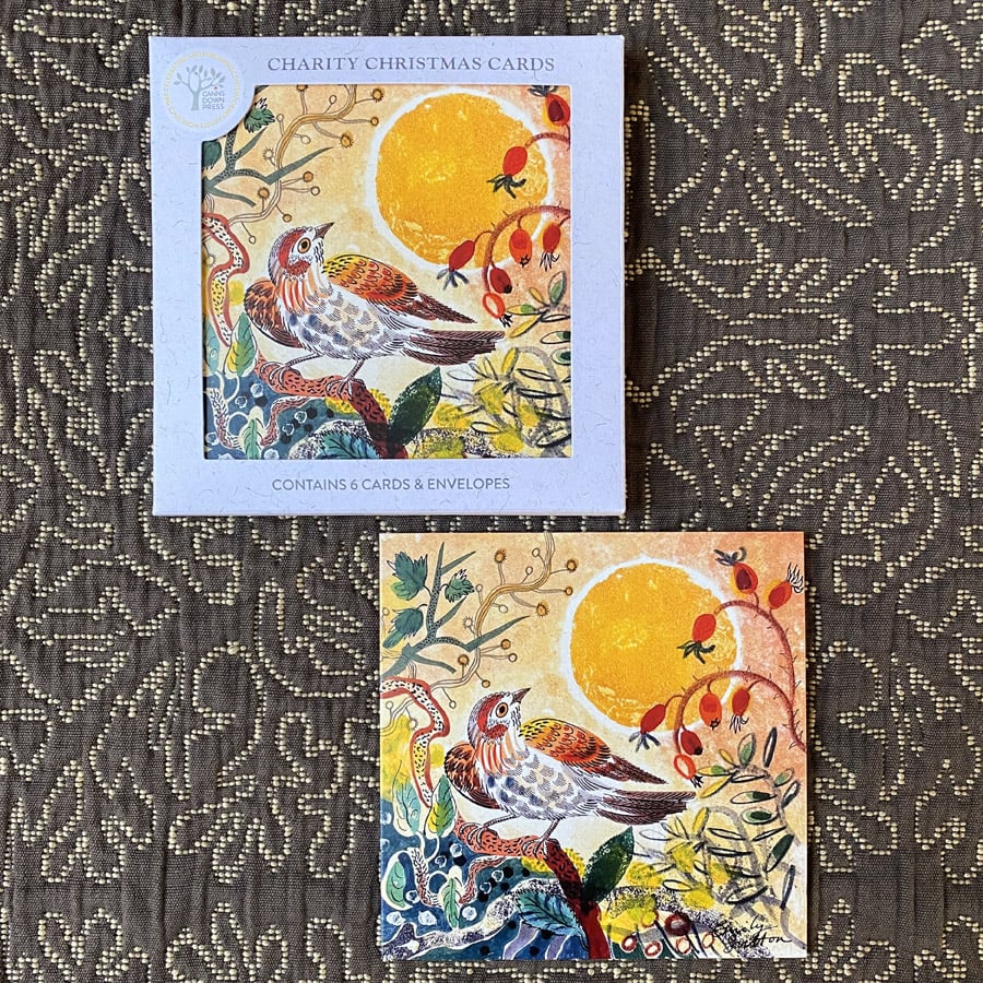 Pack of 6 Christmas Cards - Finch & Berries