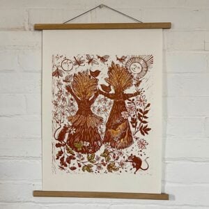 Jen Whiskerd Original Print hung on white wall