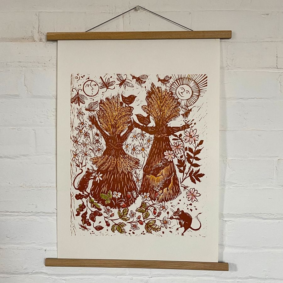 Jen Whiskerd Original Print hung on white wall