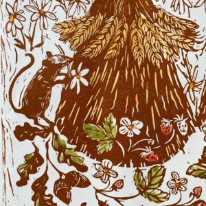 Jen Whiskerd Original Print hung on white wall