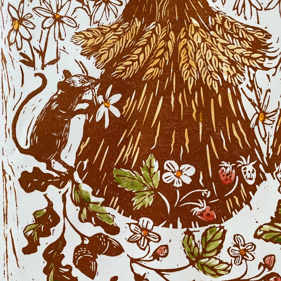 Jen Whiskerd Original Print hung on white wall