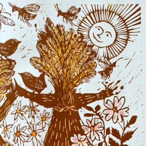 Jen Whiskerd Original Print hung on white wall