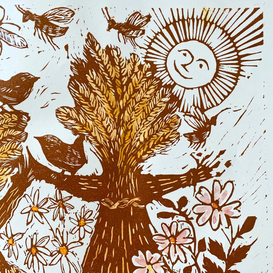 Jen Whiskerd Original Print hung on white wall