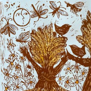 Jen Whiskerd Original Print hung on white wall