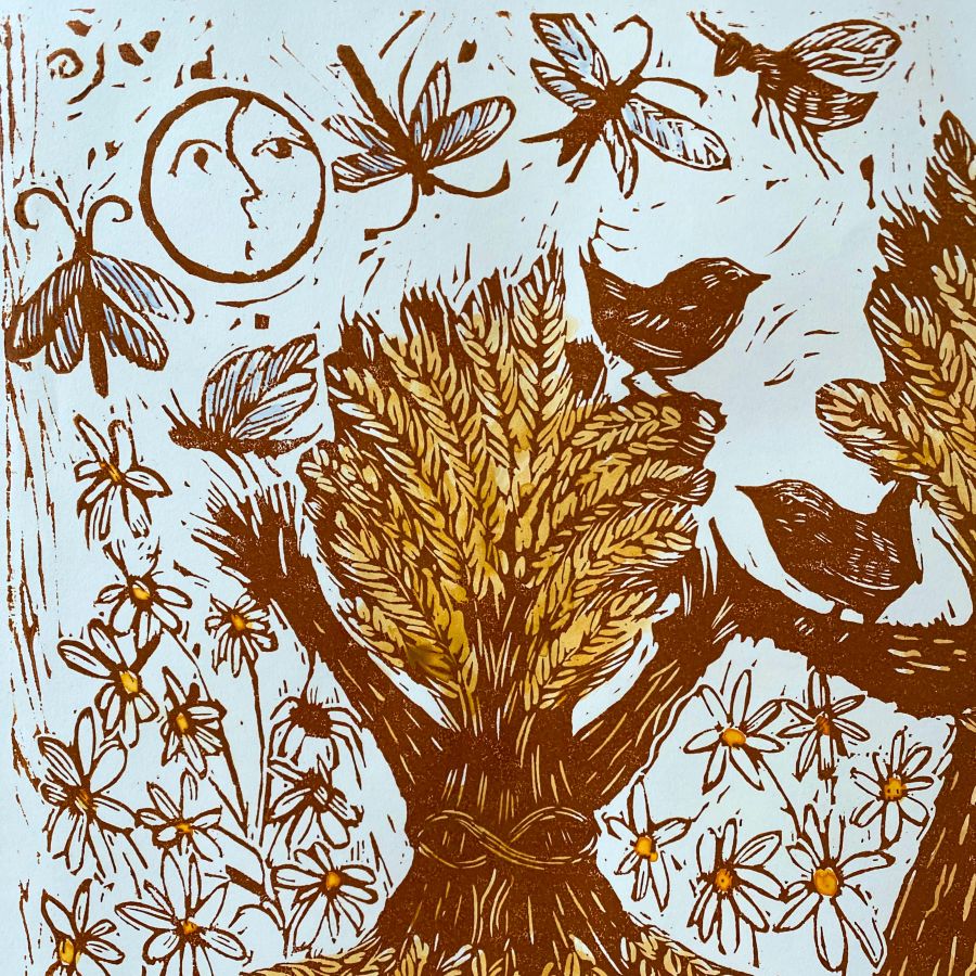 Jen Whiskerd Original Print hung on white wall