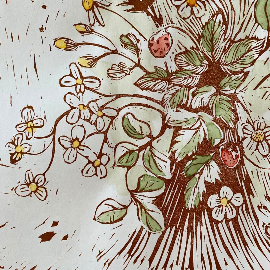 Jen Whiskerd Hand-Coloured Print - Tussie Mussie