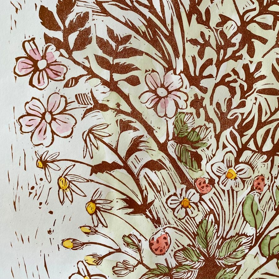Jen Whiskerd Hand-Coloured Print - Tussie Mussie