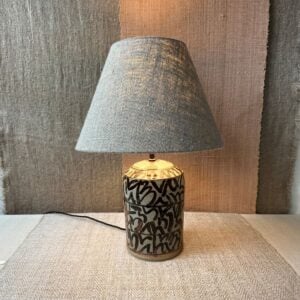 pottery lamp with linen shade
