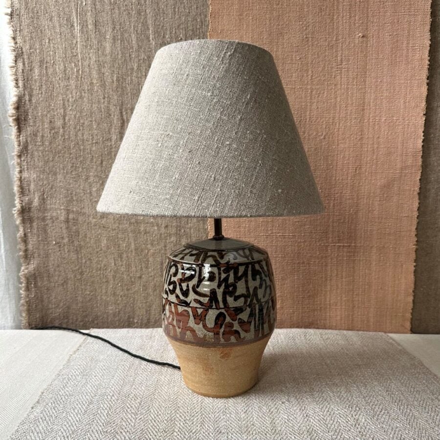 Jack Welbourne Pottery Lamp with linen shade