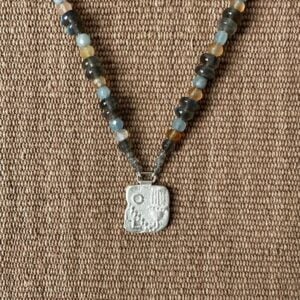 Carnelian & Aquamarine necklace with Silver Pendant M4 - Image 4