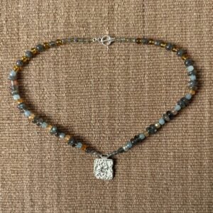 Carnelian & Aquamarine necklace by Clare de la Torre