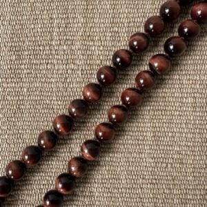 Red Tigers Eye Necklace with Silver Boss Pendant M5 - Image 4