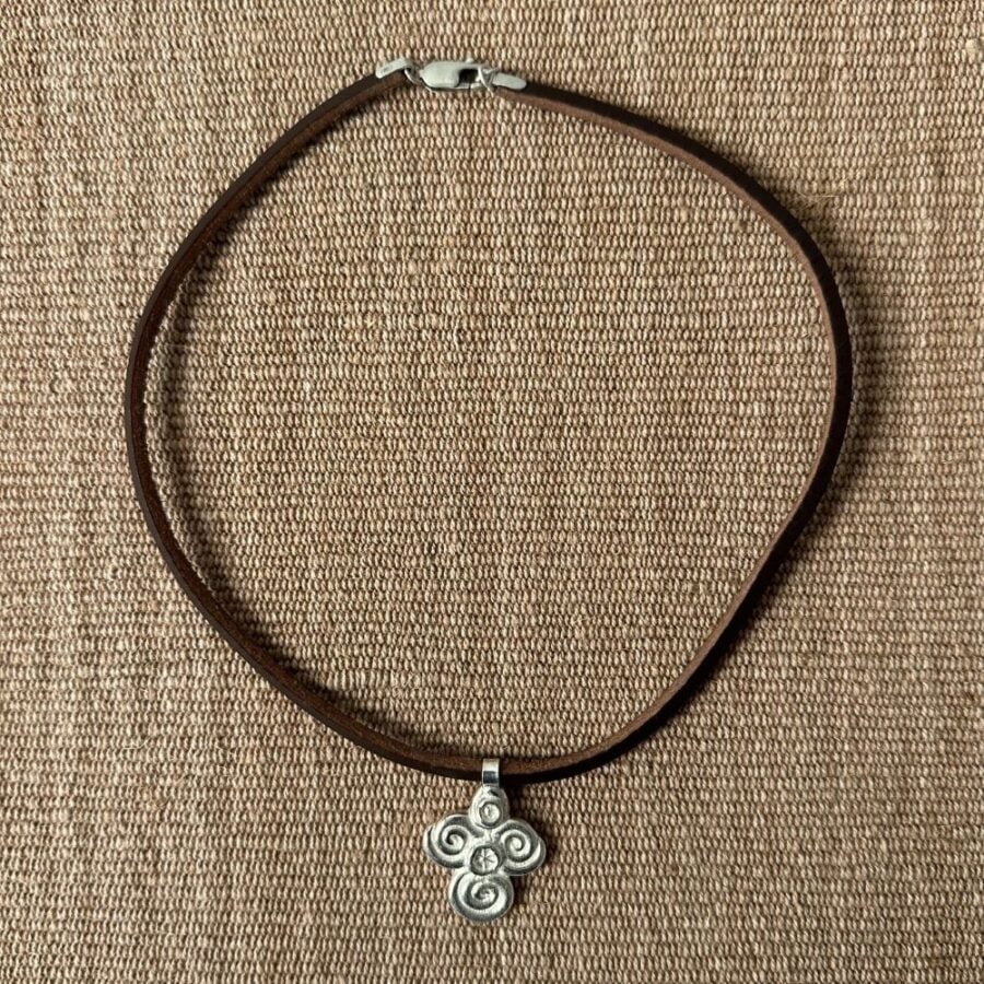 Silver Scroll Thong Necklace M6