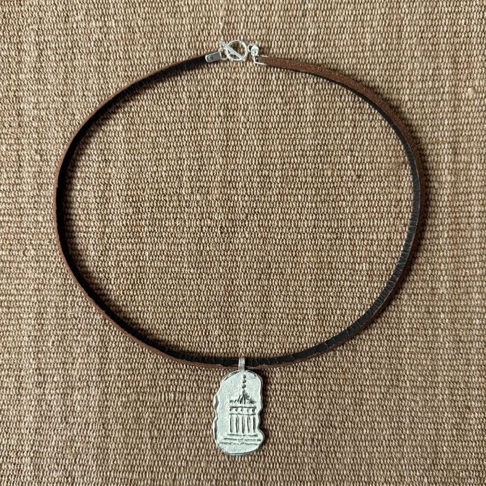 Silver Temple Thong Necklace M8 - Image 3