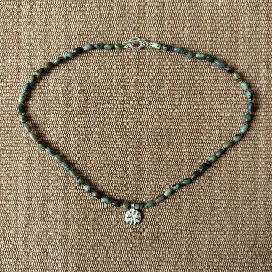 Primitive Cross African Turquoise Necklace M9