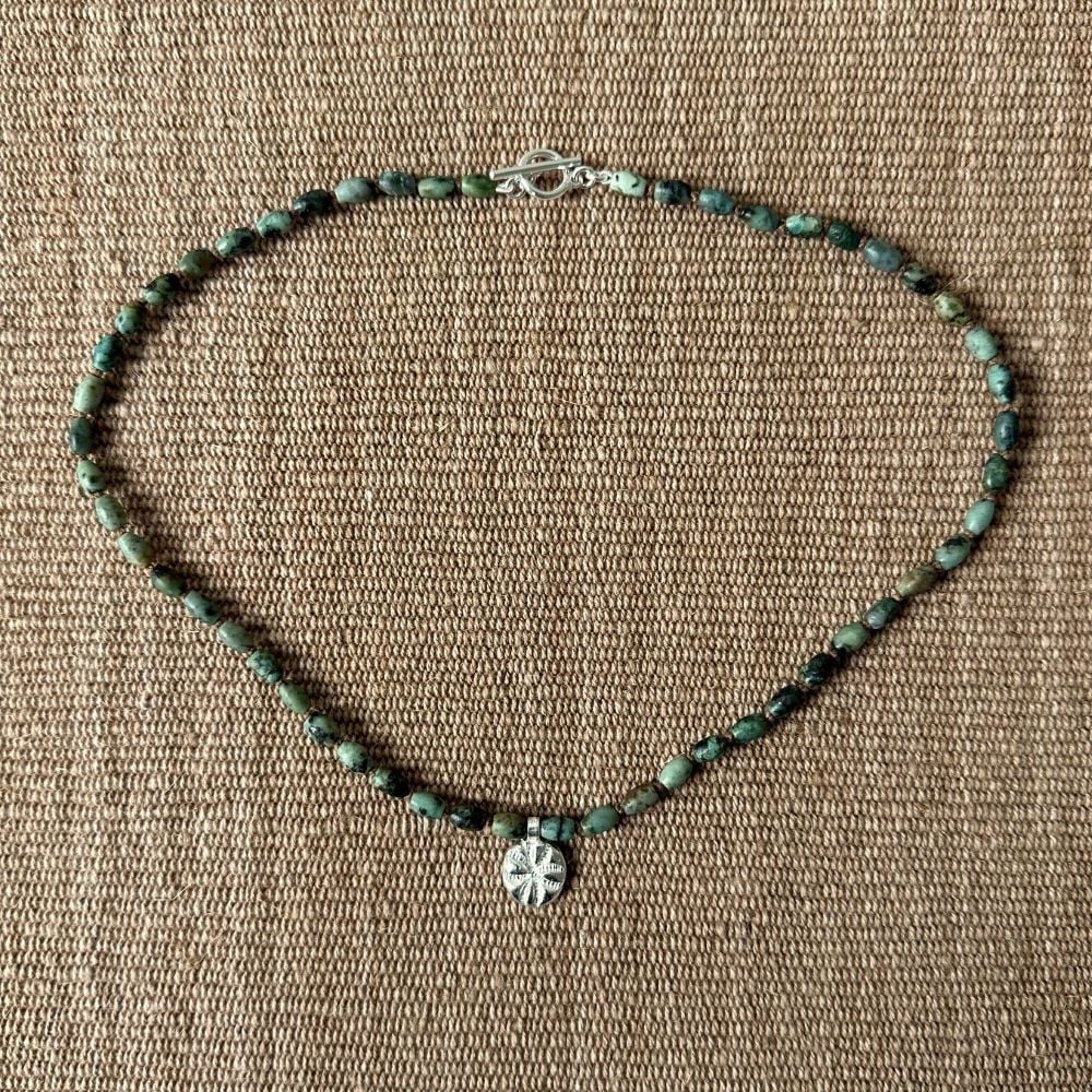 Primitive Cross African Turquoise Necklace M9 - Image 2