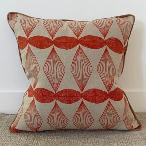 Block Printed Cushion - St Cuthman Poppy Red