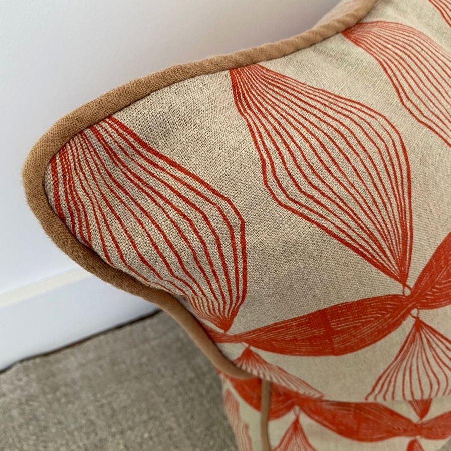 Block Printed Cushion - St Cuthman Poppy Red