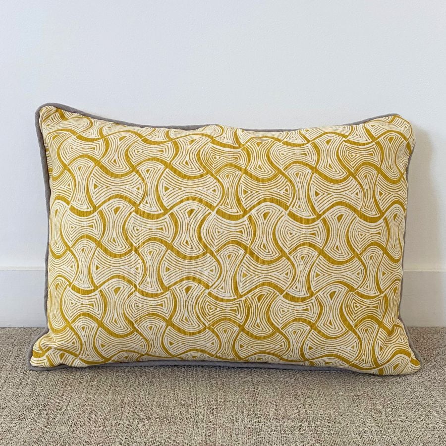 Block Printed Cushion - St Peter Mustard