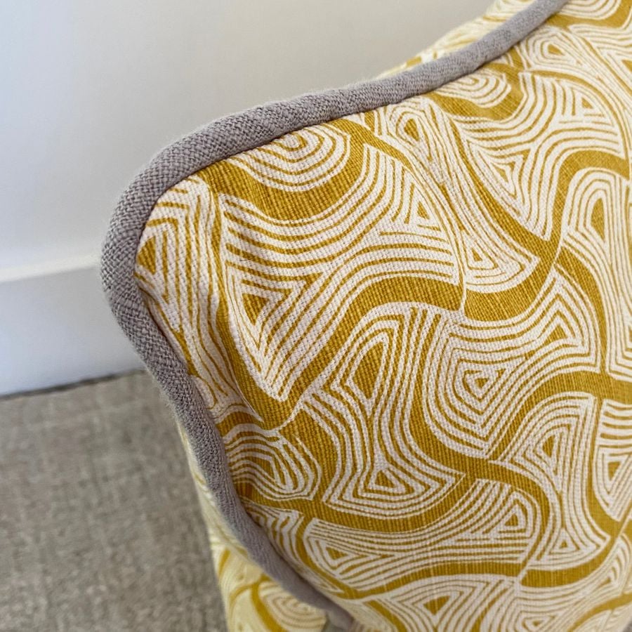 Block Printed Cushion - St Peter Mustard SBPC3