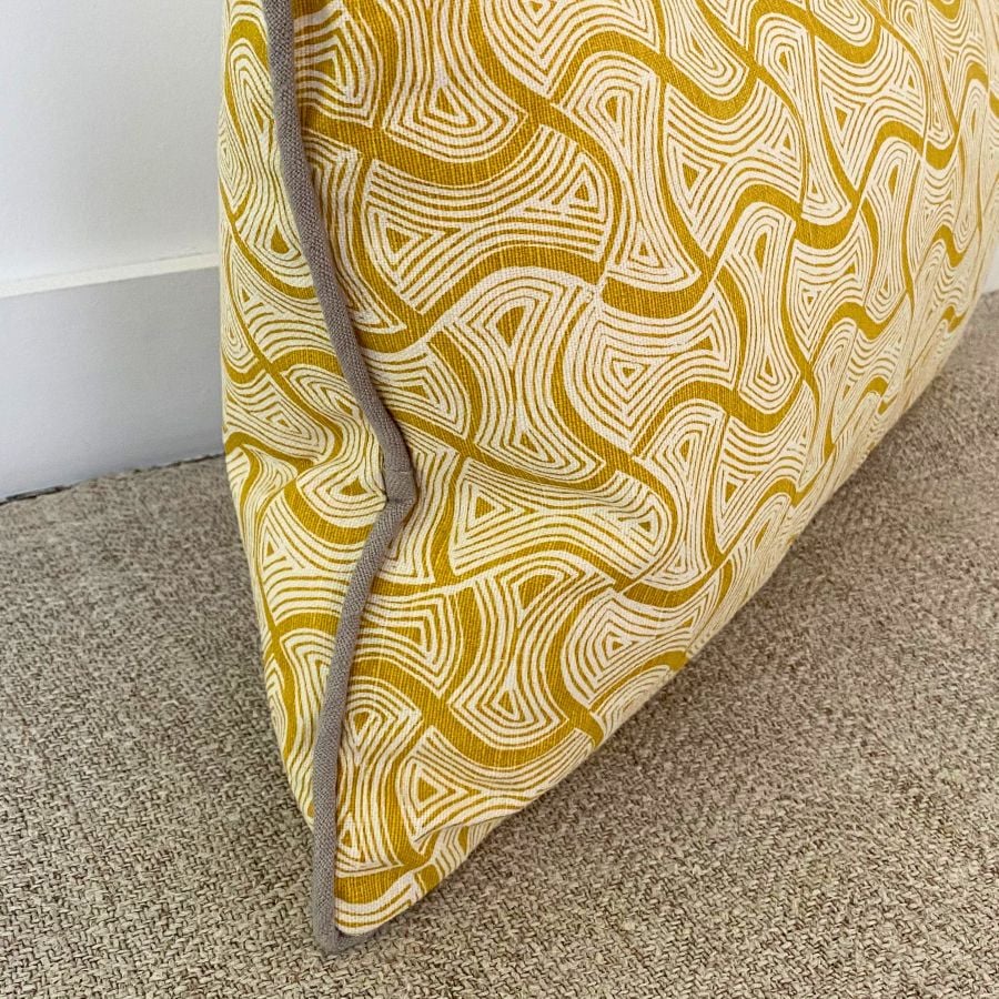 Block Printed Cushion - St Peter Mustard SBPC3