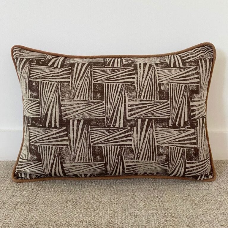 Sarah Burns Patterns block printed cushion