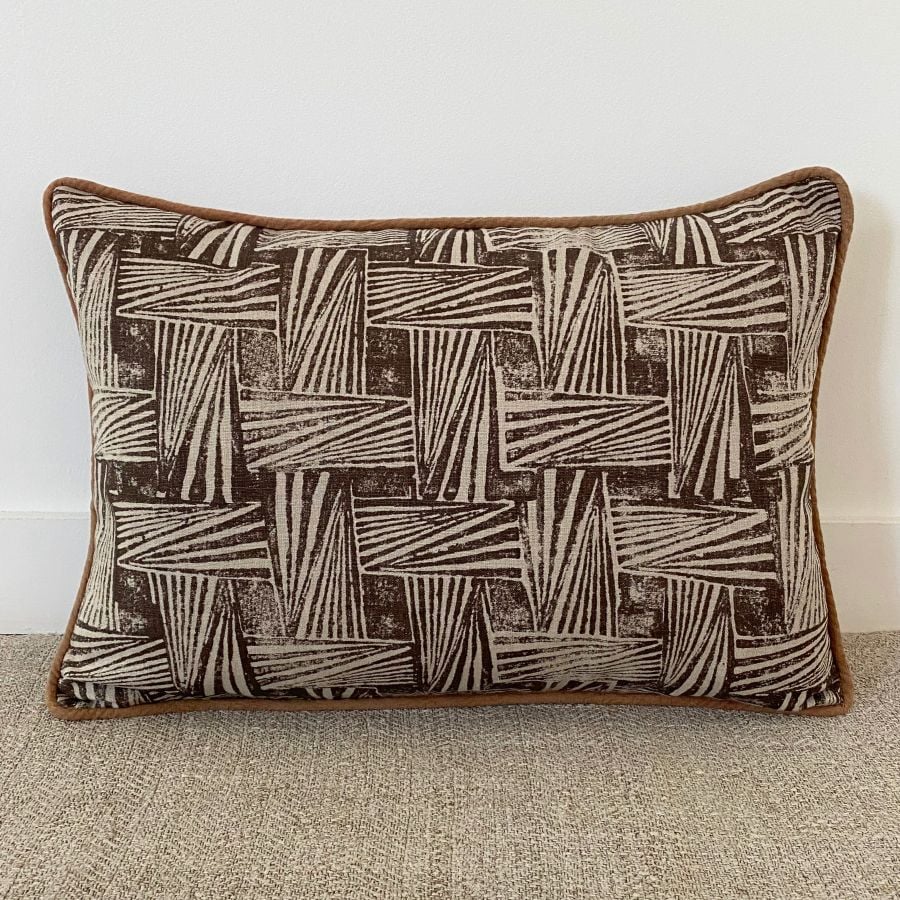 Sarah Burns Patterns block printed cushion