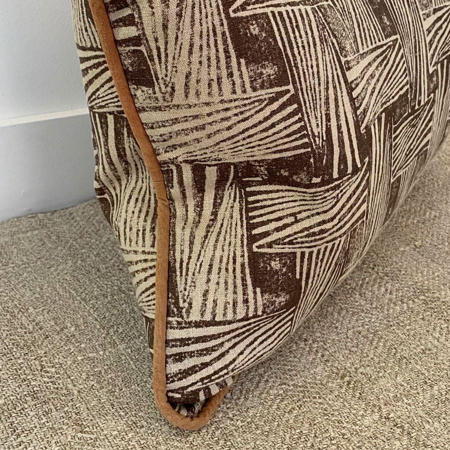 Block Printed Cushion - Miriam Madder Brown SBPC5