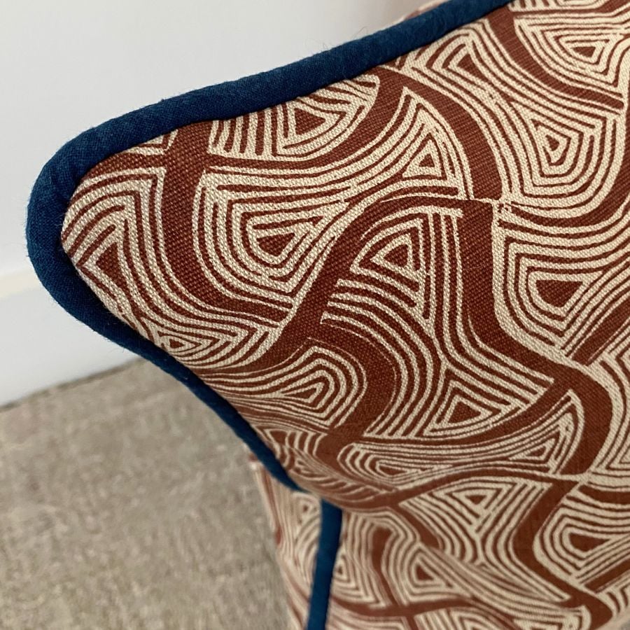 Sarah Burns Patterns block printed cushion