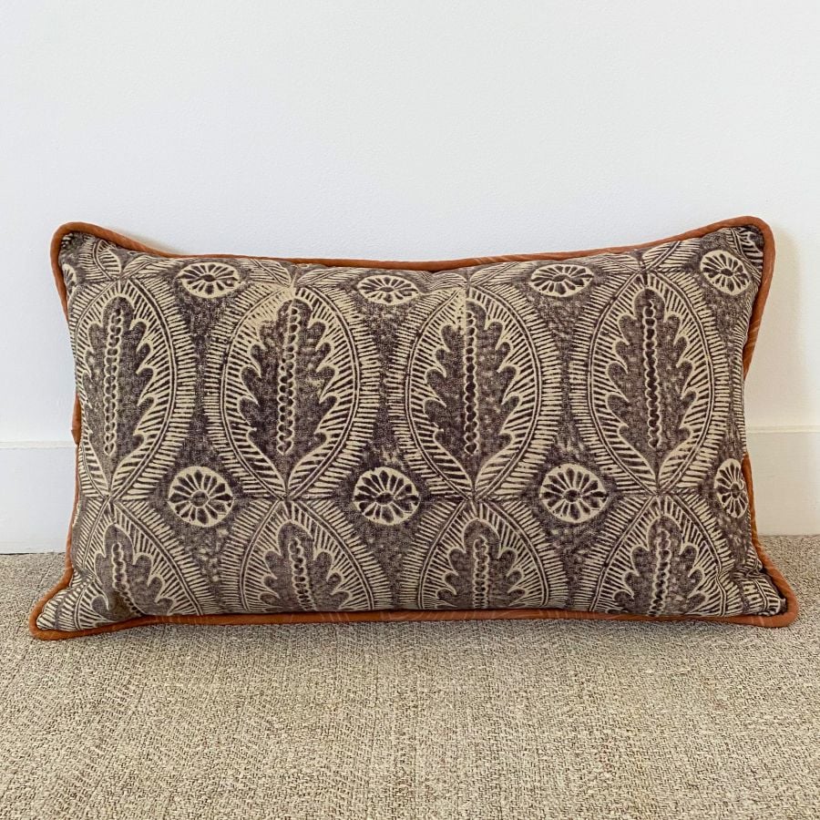 Sarah Burns Patterns block printed cushion