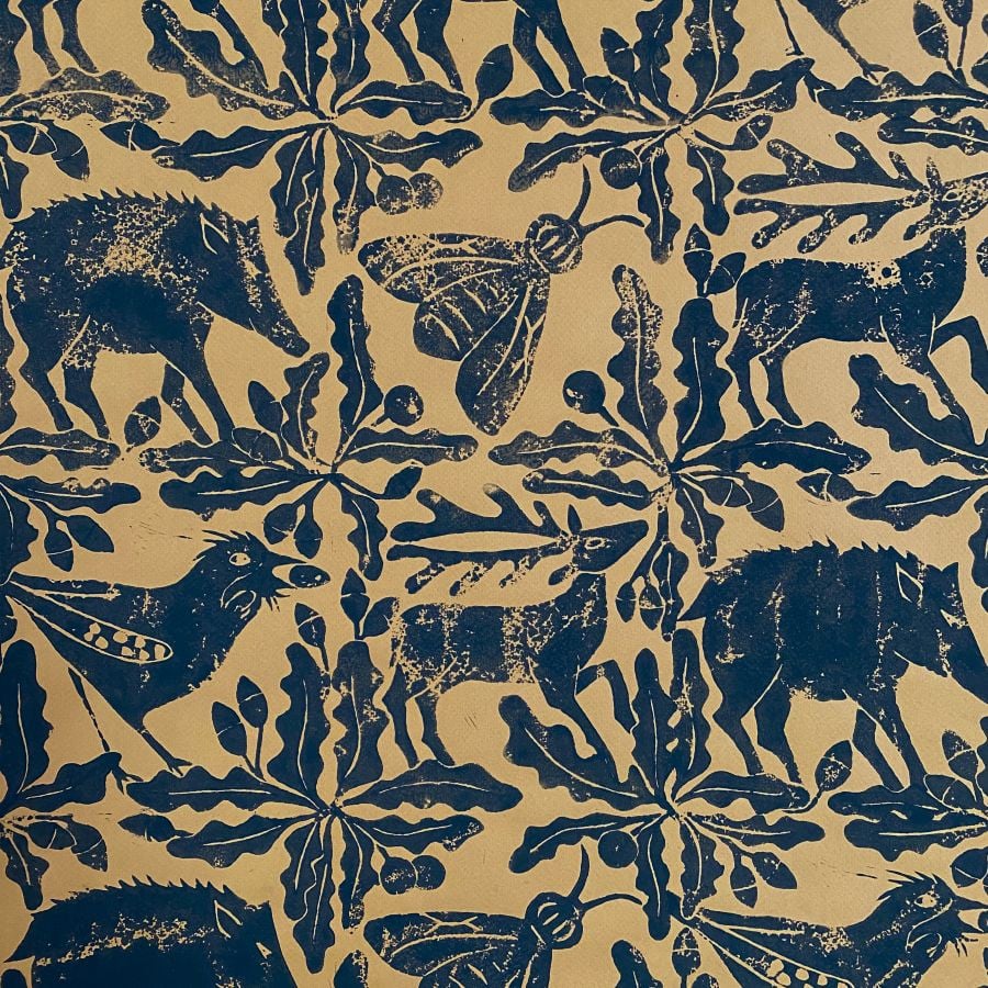 Block Printed Hanging - Beasts Orange