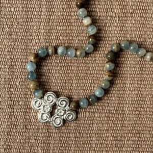 Silver Scroll Necklace with Marble beads M20 - Image 2