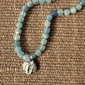 Silver Seed Pendant with Aquamarine Necklace M22 - Image 3